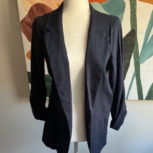 Ellen Tracy Navy Linen Blazer